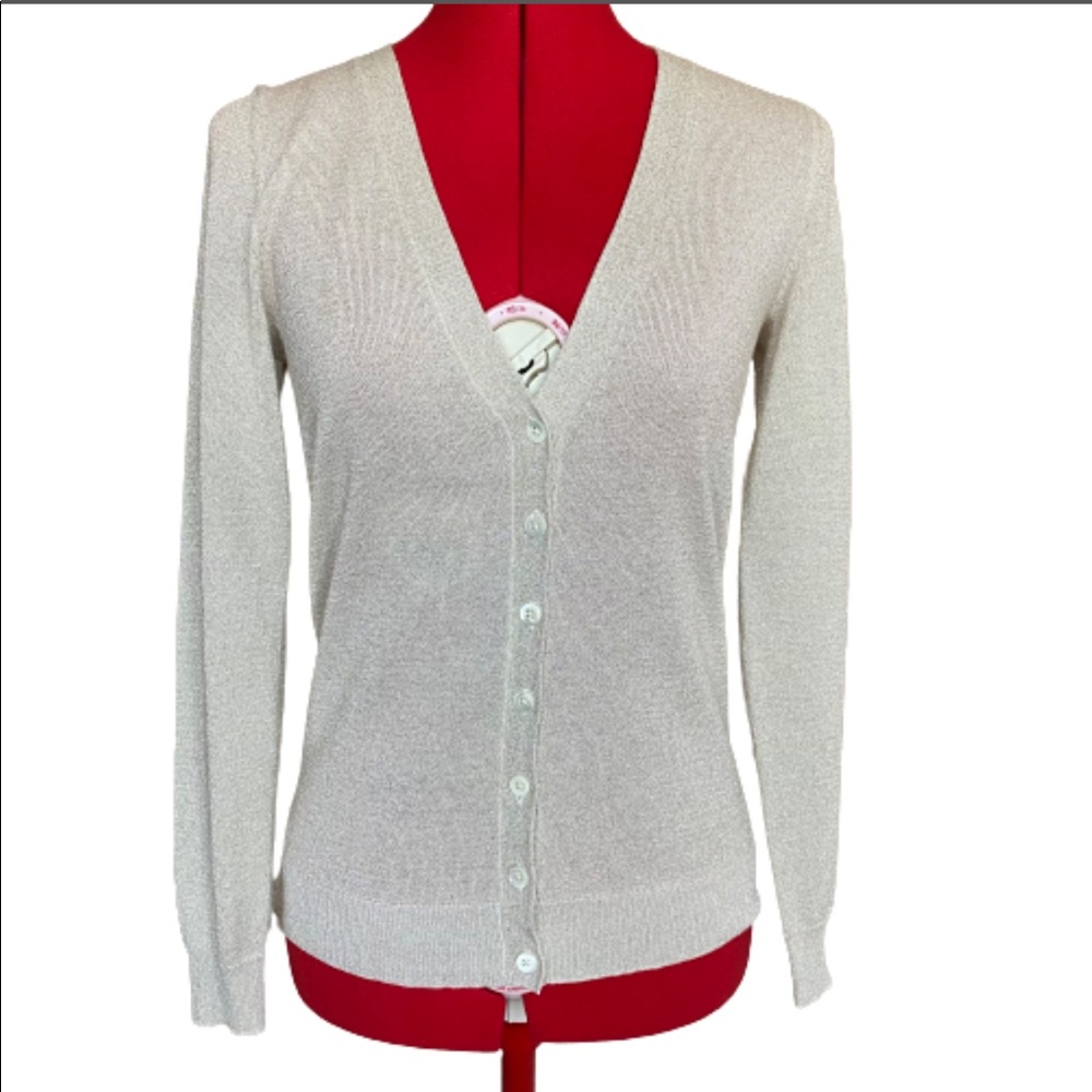 Banana Republic Metallic Gold Silk Blend Cardigan